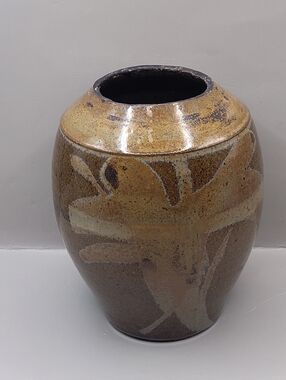 Vintage Handmade Studio Art Pottery Vase Brown Signed D.G. Beaulieu 6.25"